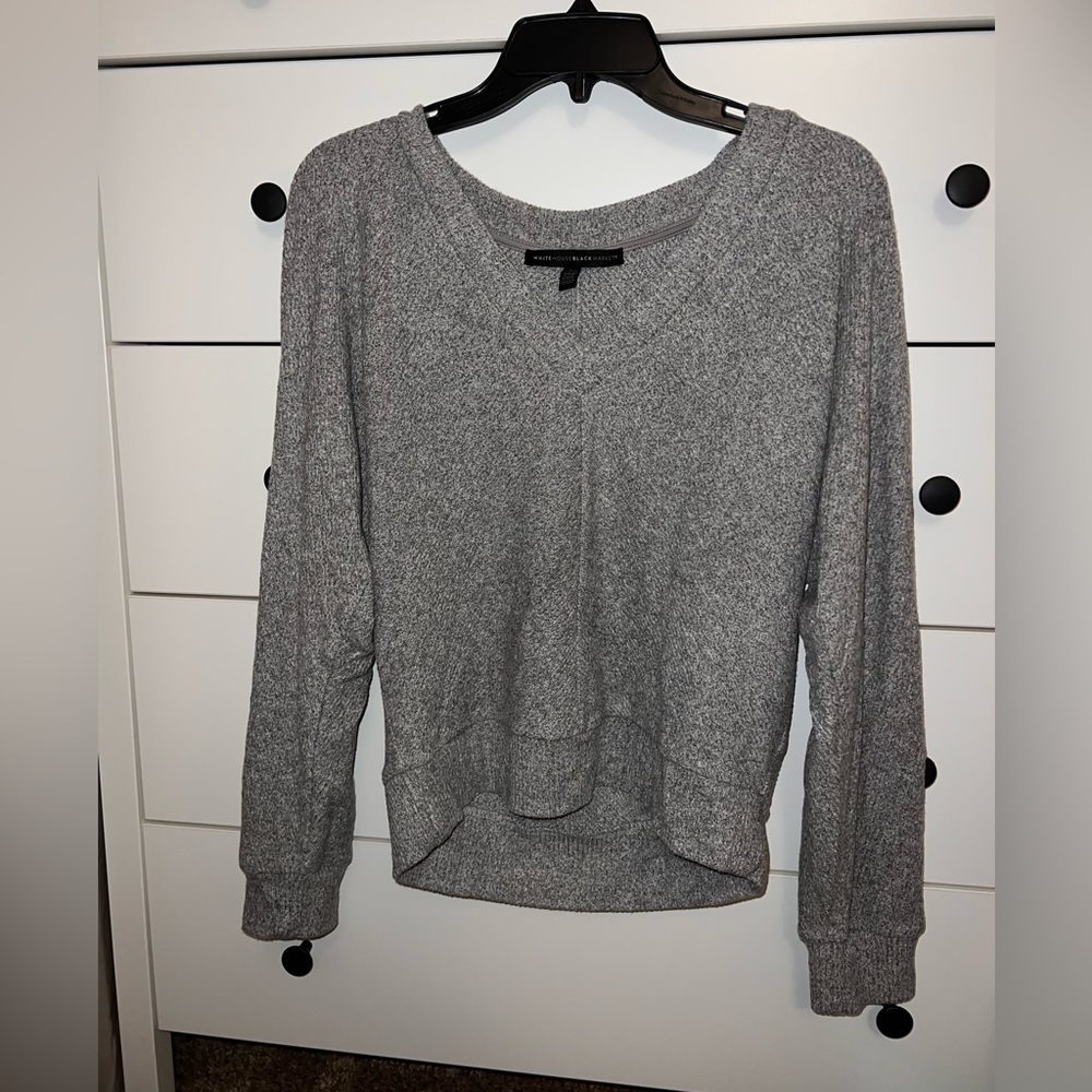 White House Black Market grey ribbed sweater